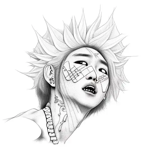 A Realistic Portrait Of Suga Playing A Musical Instrument