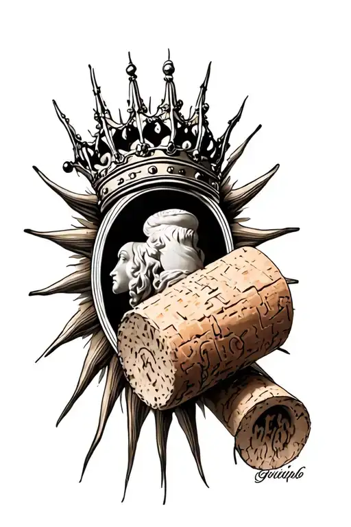 Cork With A Crown On Top Of It And The Sun Behind It