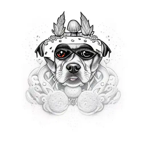 Evil Dog With Mushrooms On Head