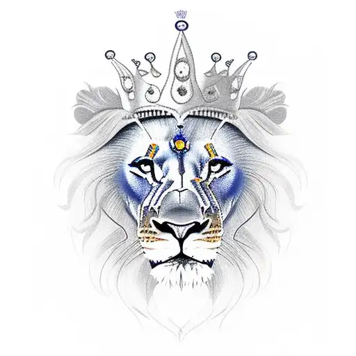 A Realistic Lion's Head Wearing A Chelsea Fc Crown