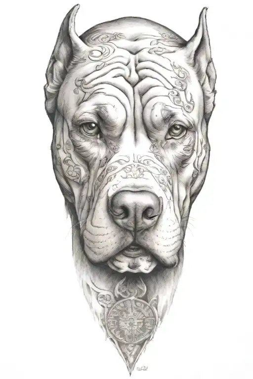 Pitbull Head And Background Representing The Client's Love