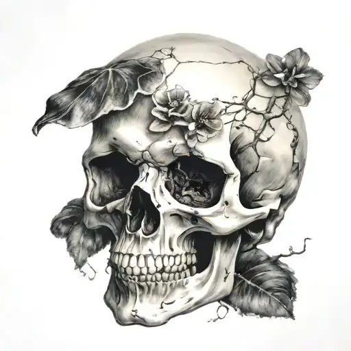 Skull With Fungi Growing