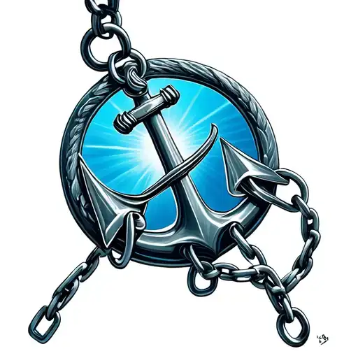 Anchor Being Lifted Or Cut Loose From Its Chain