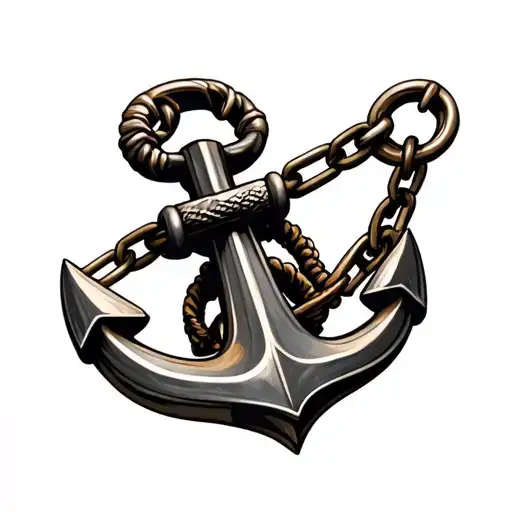 Anchor Being Lifted Or Cut Loose From Its Chain