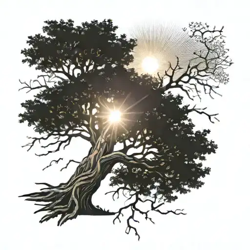 Tree And Sun Shining