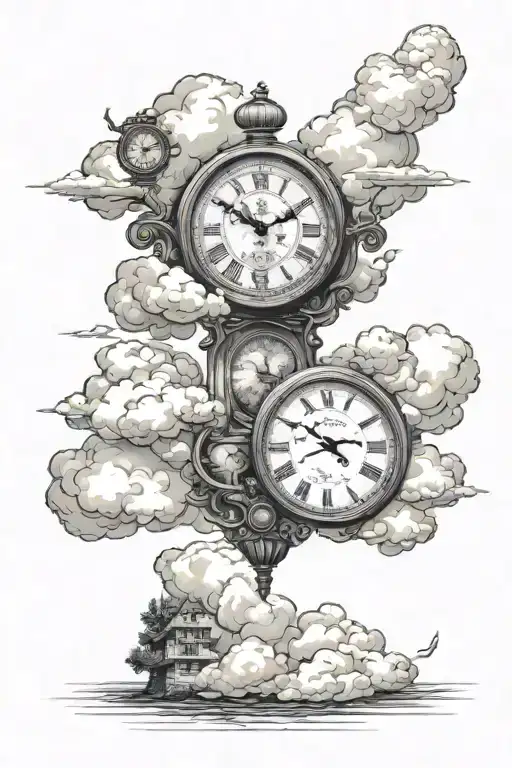 Clouds And Clock Surrounded