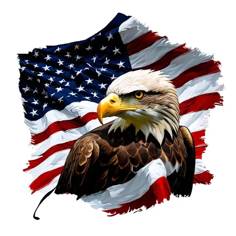 Bald Eagle And The American Flag