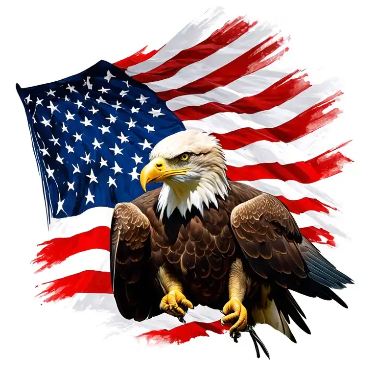 Bald Eagle And The American Flag