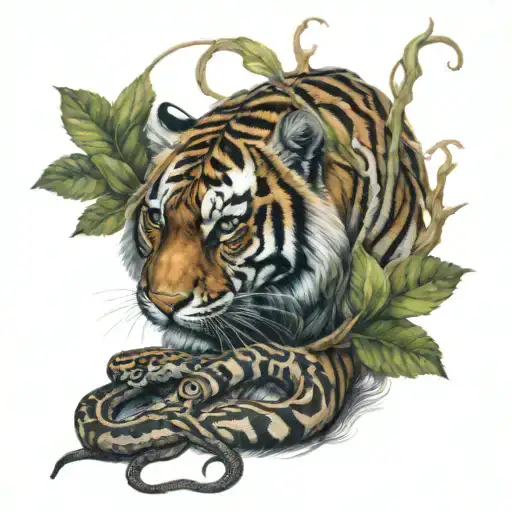 Tiger And Snake In Honor Of Children