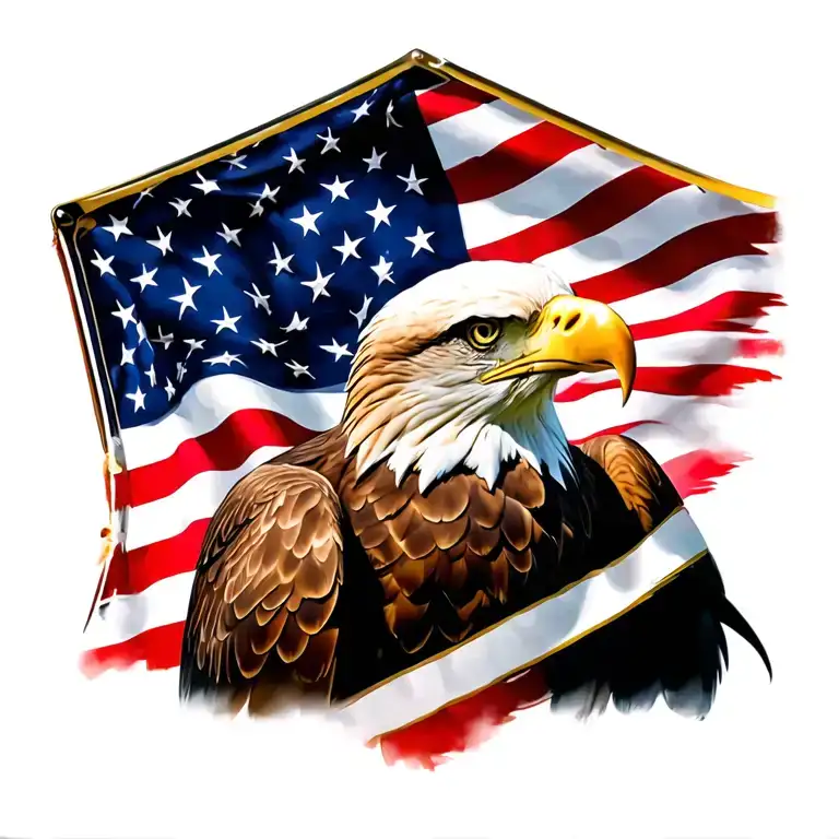 Bald Eagle And The American Flag