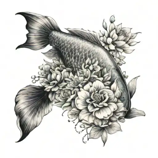 Delicate Flowers And Fish Zodiac Sign