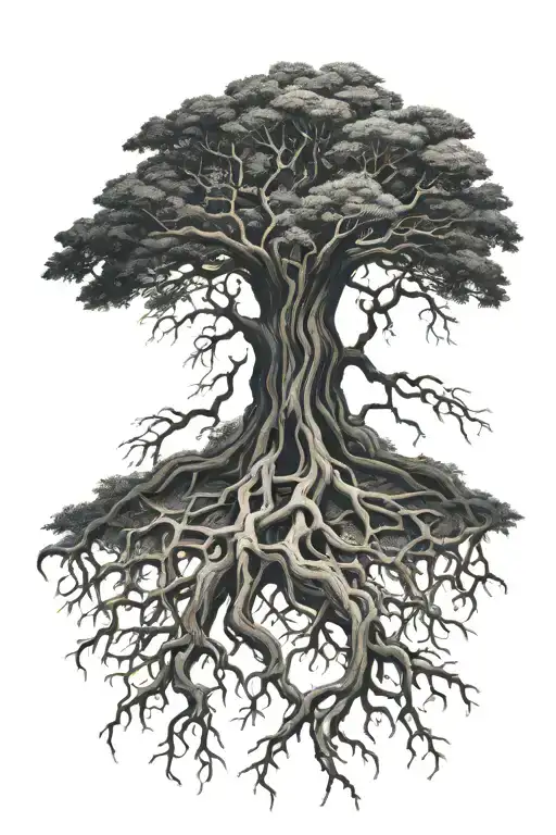 Dark Tree Roots Forming The Shape