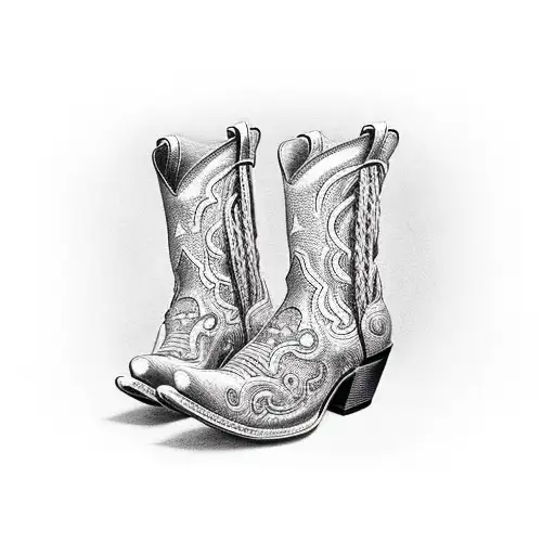 An Intricate Design Of A Cowboy Boot With Leather Chaps And Ropes