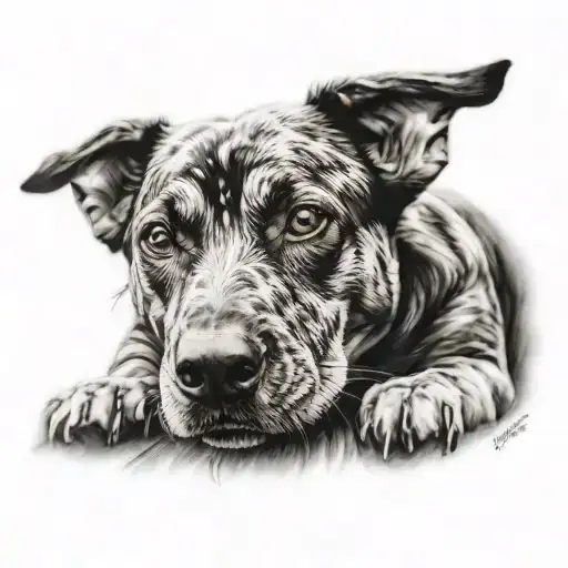 A Dog Surrounded By Heaven And Cross