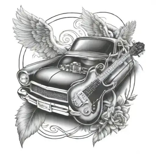 Angel Wings Twin Flames With Bass Guitar