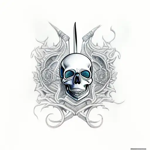 Skull And Women Knife