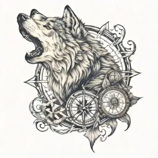 Wolf And Compass Rose Made