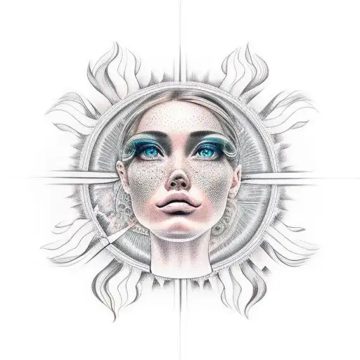 Realism Girls Face Inside Of A Sun