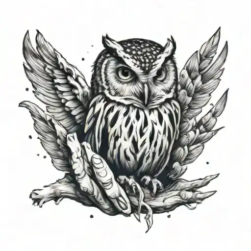 Owl In Palm Of Hand Blood Sweat And Tears Dripping