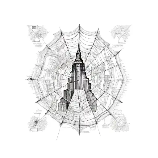 A Map Of New York City Recreated In The Style Of A Spiderweb