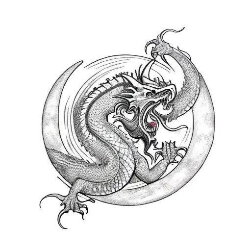 Medieval Dragon With A Moon