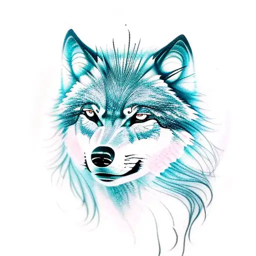 Lady Face With Hair That Blends Into A Wolf