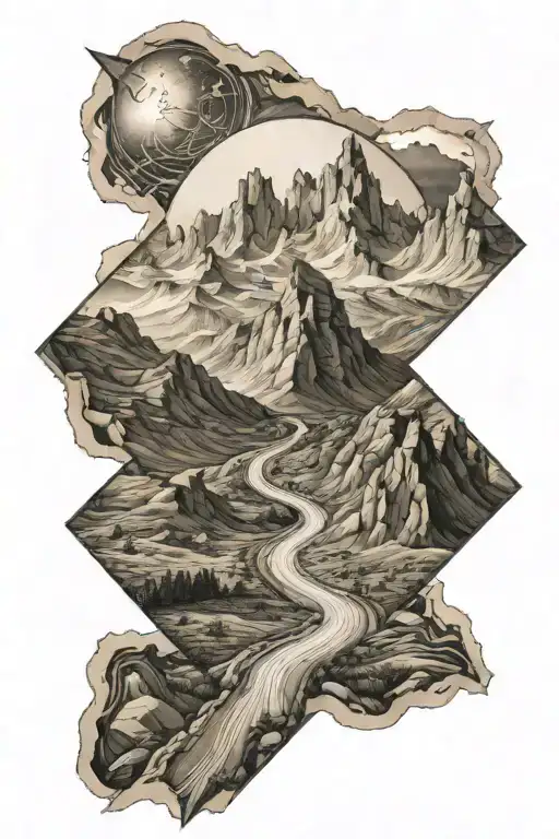 Mountain And Road Leading