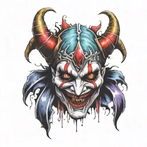 Evil Face Eyes Bleeding Scary Medieval Jester