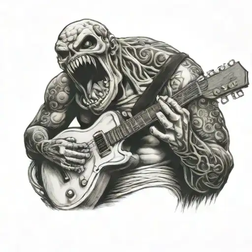Monster Singing At A Girl Neck Transformed In A Guitar