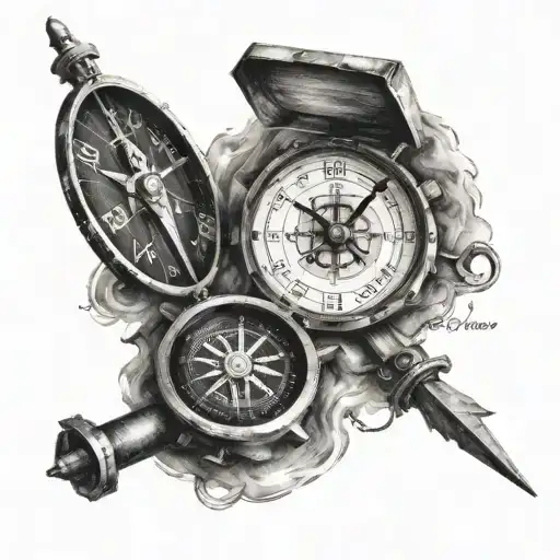 A Mechanic Clock And Compass