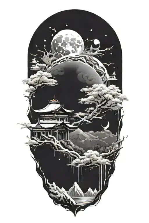 Japanese Theme Merged With Space And Technology