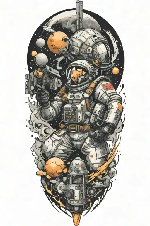 Japanese Space Theme With Video Game Elements