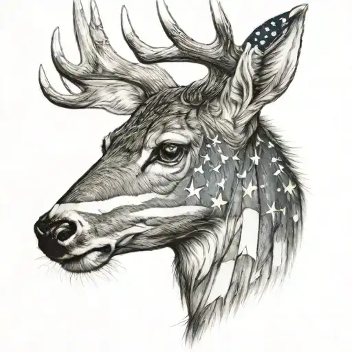 Deer American Flag
