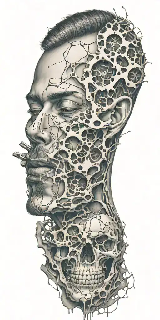 Face Melting Into Chemical Structure Of Organic Compounds