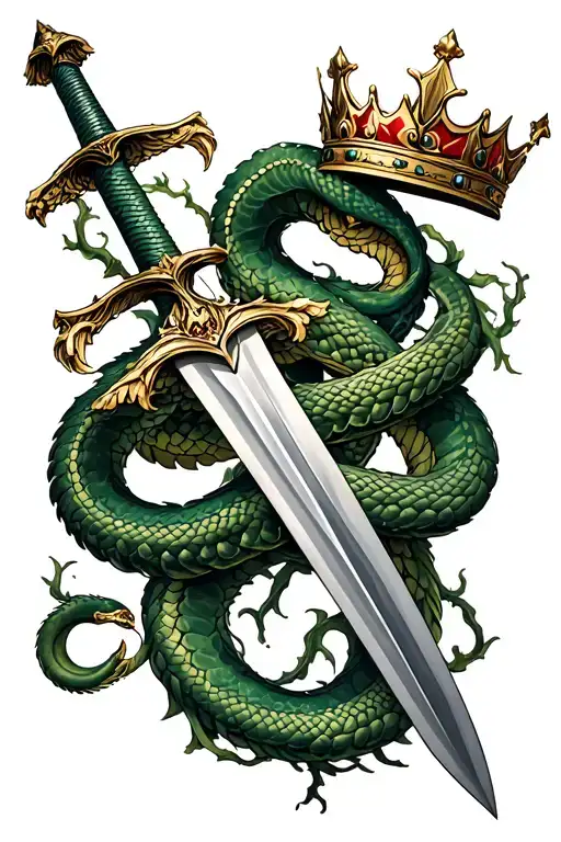 Sword With Vines Snakes And Crown