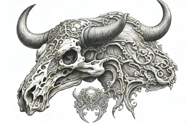 Bull Skull With Tooling