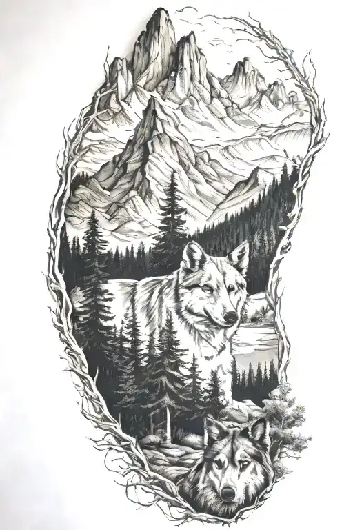 Dog And Mountains And Trees