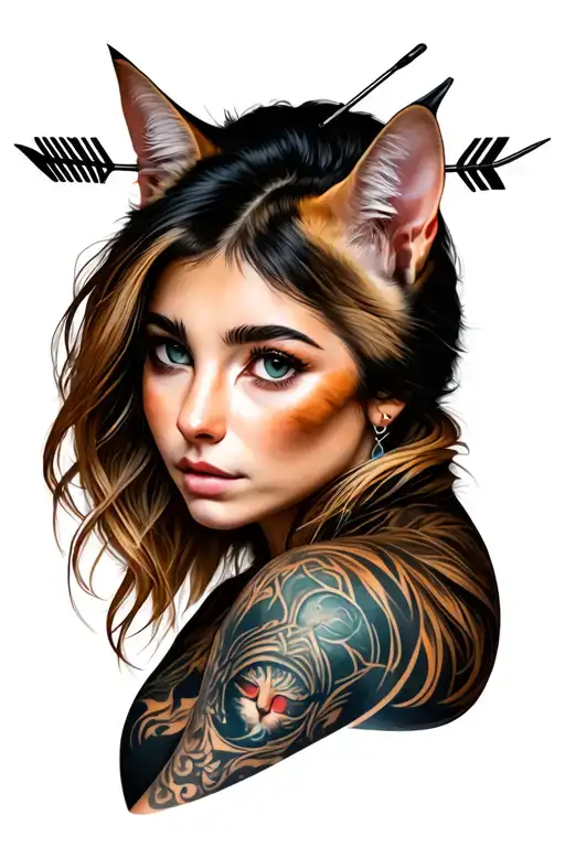 Portrait Of A Woman With Cat Arrows