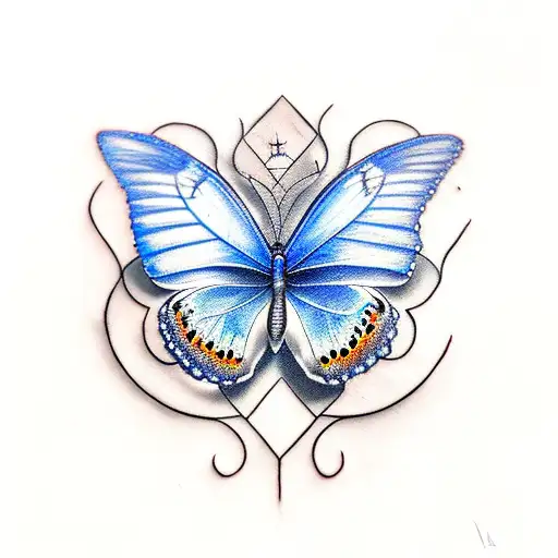 Blue Butterfly And Around It He Word Sapovnela Written In A Melancholic Way