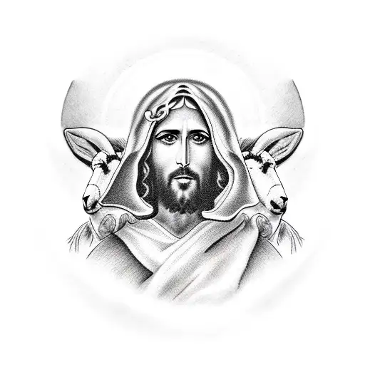 Jesus The Shepherd With Sheep