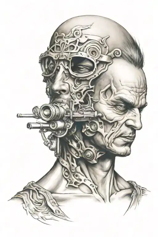 Evil Man Hidden Behind A Mask Of A Good Person