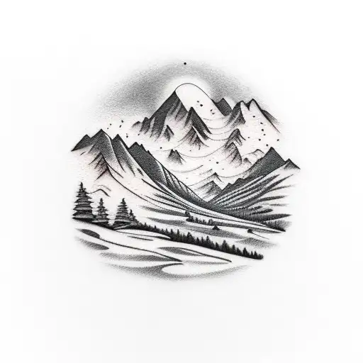 Mountain Landscape With A Hidden Animal