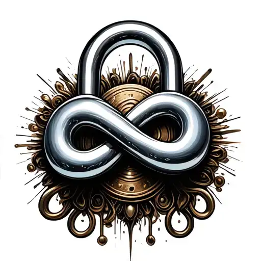 An Infinity Symbol With Loop Locked Inside A Lock Intertwined