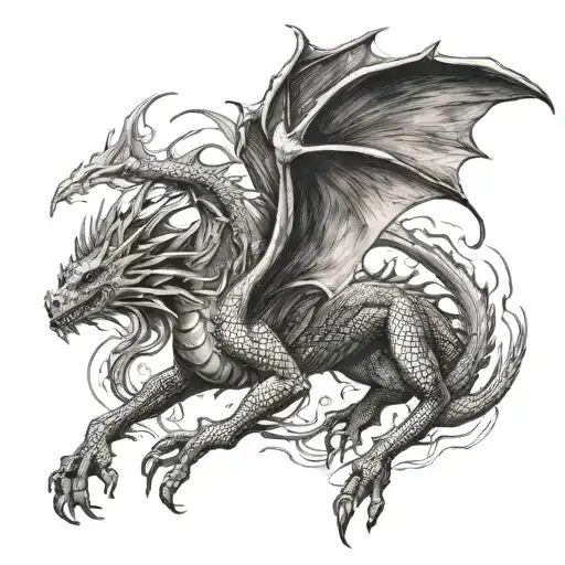 Dragon Breathing Fire In Flight