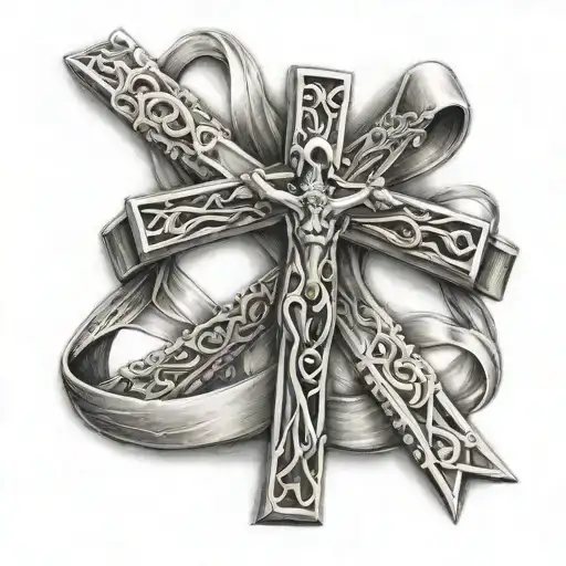 Cross And Cancer Ribbon