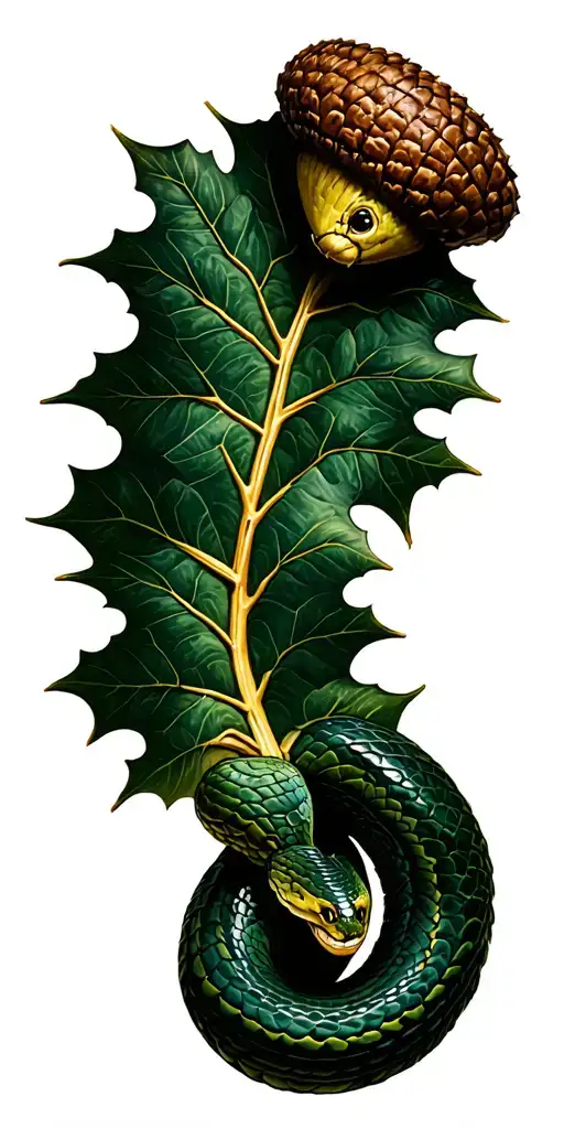 Oak Leaf Acorn Foliage Snake