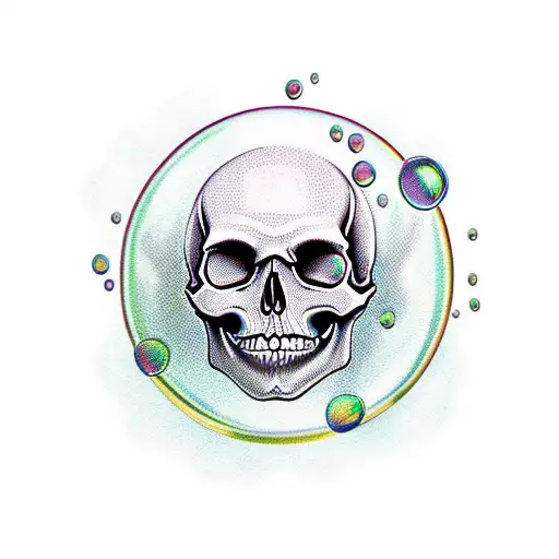Skull Girl Surrounded By Bubbles