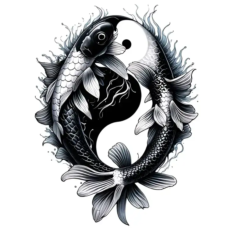 Black And White Koi Fish Yin Yang