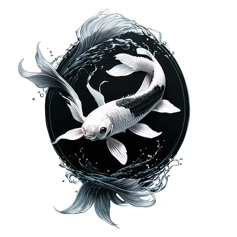 Black And White Koi Fish Swimming