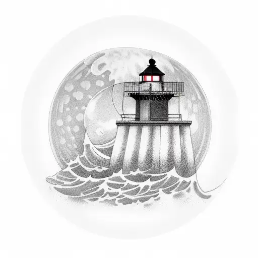 Lighthouse Waves Moon